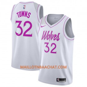 Maillot NBA Minnesota Timberwolves Karl-Anthony Towns 32 2018-19 Nike Blanc Swingman - Homme